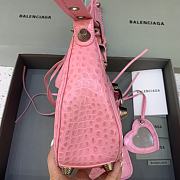 BALENCIAGA Le Cagole Small Shoulder Bag Crocodile Embossed In Pink - 5