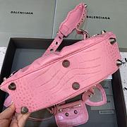 BALENCIAGA Le Cagole Small Shoulder Bag Crocodile Embossed In Pink - 4