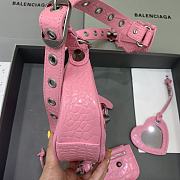 BALENCIAGA Le Cagole XS Shoulder Bag Crocodile Embossed In Pink - 3