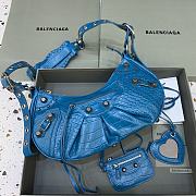 BALENCIAGA Le Cagole Small Shoulder Bag Crocodile Embossed In Blue - 1