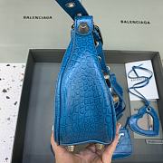 BALENCIAGA Le Cagole Small Shoulder Bag Crocodile Embossed In Blue - 6