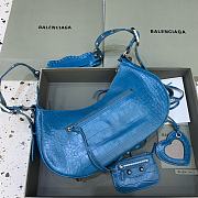 BALENCIAGA Le Cagole Small Shoulder Bag Crocodile Embossed In Blue - 3