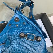 BALENCIAGA Le Cagole Small Shoulder Bag Crocodile Embossed In Blue - 2