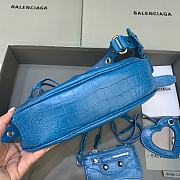BALENCIAGA Le Cagole XS Shoulder Bag Crocodile Embossed In Blue - 5