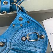 BALENCIAGA Le Cagole XS Shoulder Bag Crocodile Embossed In Blue - 4