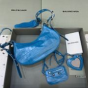 BALENCIAGA Le Cagole XS Shoulder Bag Crocodile Embossed In Blue - 2
