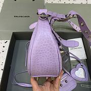 BALENCIAGA Le Cagole Small Shoulder Bag Crocodile Embossed In Purple - 5