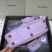 BALENCIAGA Le Cagole Small Shoulder Bag Crocodile Embossed In Purple - 4