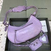 BALENCIAGA Le Cagole Small Shoulder Bag Crocodile Embossed In Purple - 3