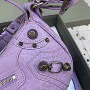 BALENCIAGA Le Cagole Small Shoulder Bag Crocodile Embossed In Purple - 2