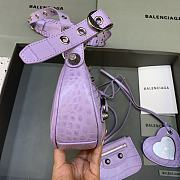 BALENCIAGA Le Cagole XS Shoulder Bag Crocodile Embossed In Purple - 5