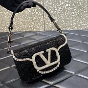 Valentino Garavani Small Locò Crystal-embellished Black Bag - 3