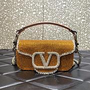 Valentino Garavani Small Locò Crystal-embellished Yellow Bag - 1