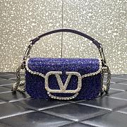 Valentino Garavani Small Locò Crystal-embellished Purple Bag - 1