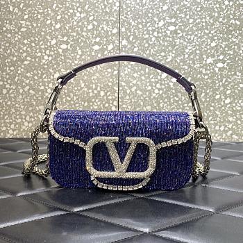 Valentino Garavani Small Locò Crystal-embellished Purple Bag