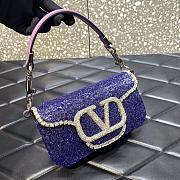 Valentino Garavani Small Locò Crystal-embellished Purple Bag - 4