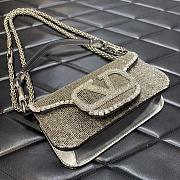 Valentino Garavani Small Locò Crystal-embellished Silver Bag - 4