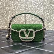 Valentino Garavani Small Locò Crystal-embellished Green Bag - 1