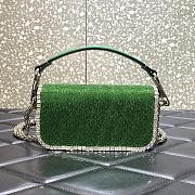Valentino Garavani Small Locò Crystal-embellished Green Bag - 3