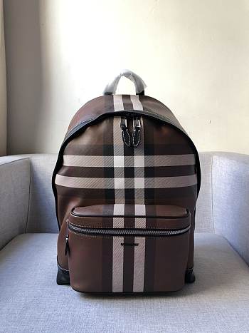 Burberry Check and Leather Backpack Dark Birch Brown Size 30x14x42 cm