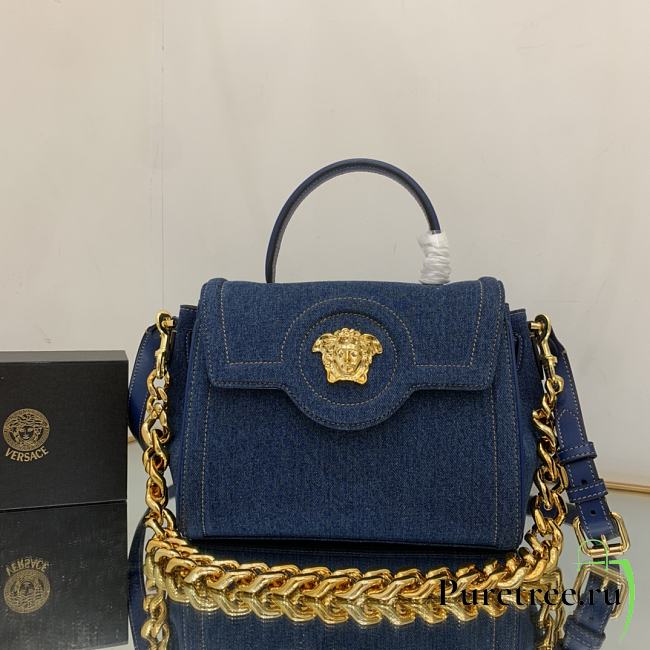 Versace La Medusa Handbag Denim Size 25 x 15 x 22 cm - 1