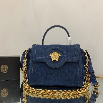 Versace La Medusa Handbag Denim Size 25 x 15 x 22 cm