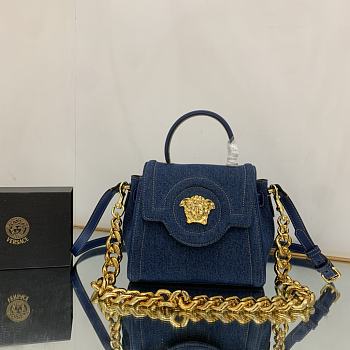 Versace La Medusa Small Handbag Denim Size 20 x 10 x 17 cm