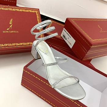 Rene Caovilla Flat Elegant Sandals Cleo Silver