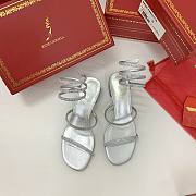 Rene Caovilla Flat Elegant Sandals Cleo Silver - 4
