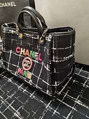 Chanel Large Shopping Bag Wool Tweed & Gold-Tone Metal Black/Multicolor - 5