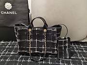 Chanel Large Shopping Bag Wool Tweed & Gold-Tone Metal Black/Multicolor - 2