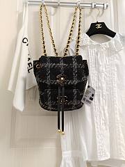 Chanel Backpack Wool Tweed & Gold-Tone Metal Black/Gray AS3615 - 1