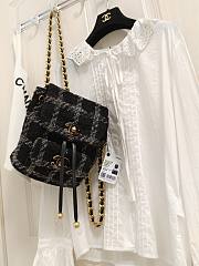 Chanel Backpack Wool Tweed & Gold-Tone Metal Black/Gray AS3615 - 6