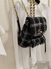 Chanel Backpack Wool Tweed & Gold-Tone Metal Black/Gray AS3615 - 5