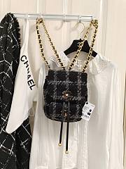 Chanel Backpack Wool Tweed & Gold-Tone Metal Black/Gray AS3615 - 4