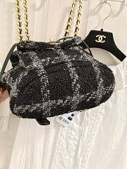 Chanel Backpack Wool Tweed & Gold-Tone Metal Black/Gray AS3615 - 3
