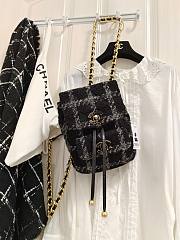 Chanel Backpack Wool Tweed & Gold-Tone Metal Black/Gray AS3615 - 2