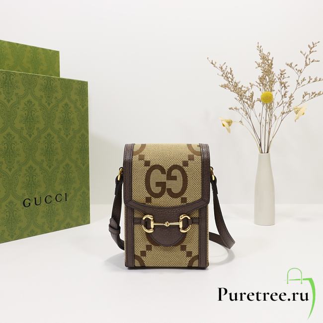 Gucci Jumbo GG Mini Bag ‎Camel/Ebony Jumbo GG Canvas 625615 - 1