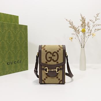 Gucci Jumbo GG Mini Bag ‎Camel/Ebony Jumbo GG Canvas 625615