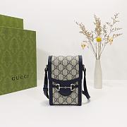 Gucci Horsebit 1955 Mini Bag Beige/Blue GG Supreme Canvas - 1