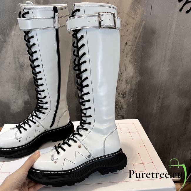 Alexander McQueen Tread Slick Calf-length Boots White Leather - 1