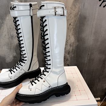 Alexander McQueen Tread Slick Calf-length Boots White Leather