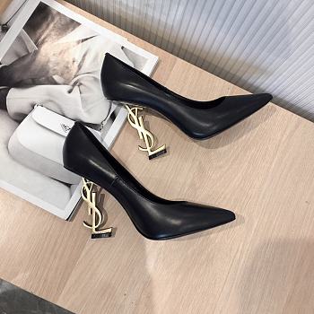 YSL Opyum Pumps In Black Smooth Leather With Gold-Tone Heel