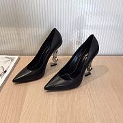 YSL Opyum Pumps In Black Smooth Leather With Gold-Tone Heel - 3