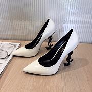 YSL Opyum Pumps In White Patent Leather With Black Heel - 1