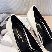 YSL Opyum Pumps In White Patent Leather With Black Heel - 2