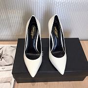 YSL Opyum Pumps In White Patent Leather With Black Heel - 4