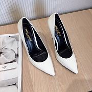 YSL Opyum Pumps In White Patent Leather With Black Heel - 5