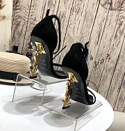 YSL Opyum Sandals In Black Suede With Gold-Tone Heel - 5
