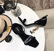 YSL Opyum Sandals In Black Suede With Gold-Tone Heel - 6
